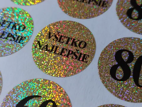 Zlaté holografické nálepky s trblietavým efektom
