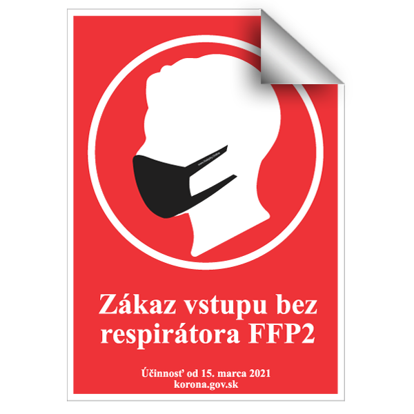 Nálepka zákaz vstupu bez resprátora FFP2